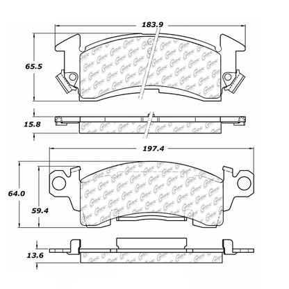 Centric Parts Disc Brake Pad Set Semi-Metallic with Shims for 1977-1978 Buick Electra Estate Wagon LeSabre Riviera Cadillac Commercial Chassis DeVille Eldorado Fleetwood Seville 102.01220