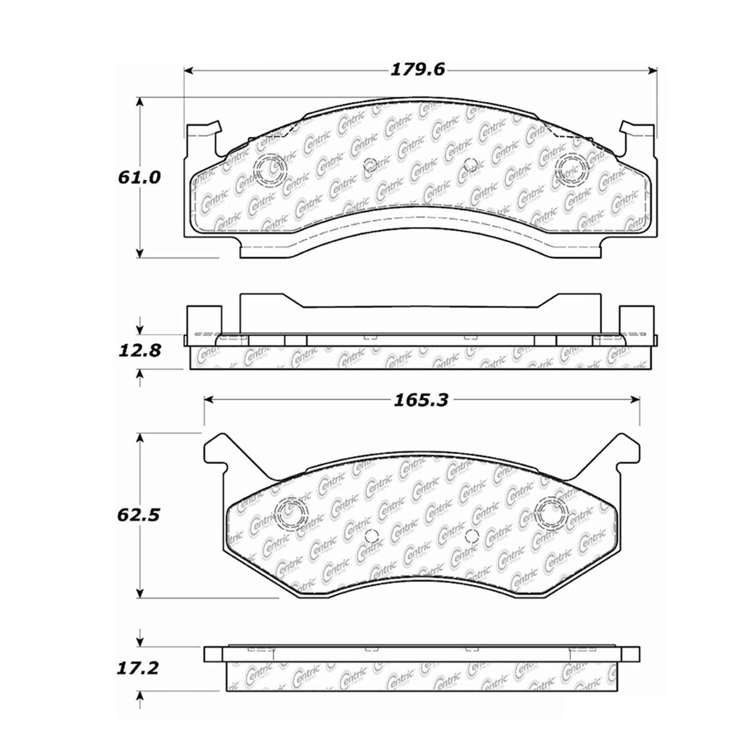 Centric Parts Disc Brake Pad Set Semi-Metallic with Shims for 1974-1994 Chrysler Imperial Newport New Yorker Town & Country Dodge B100 102.01230
