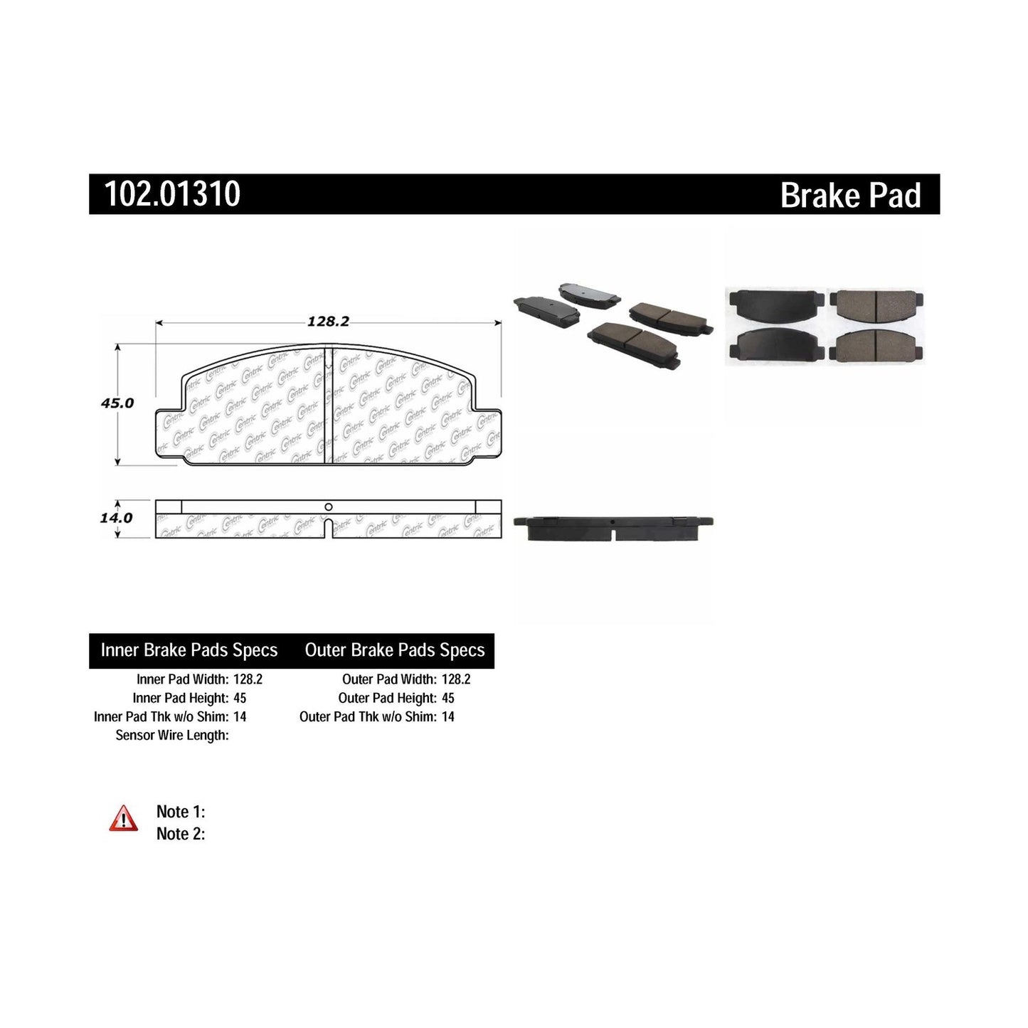 Centric Parts Disc Brake Pad Set Semi-Metallic with Shims for 1976-1978 Mazda Cosmo 1991-1984 RX-7 102.01310