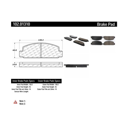 Centric Parts Disc Brake Pad Set Semi-Metallic with Shims for 1976-1978 Mazda Cosmo 1991-1984 RX-7 102.01310