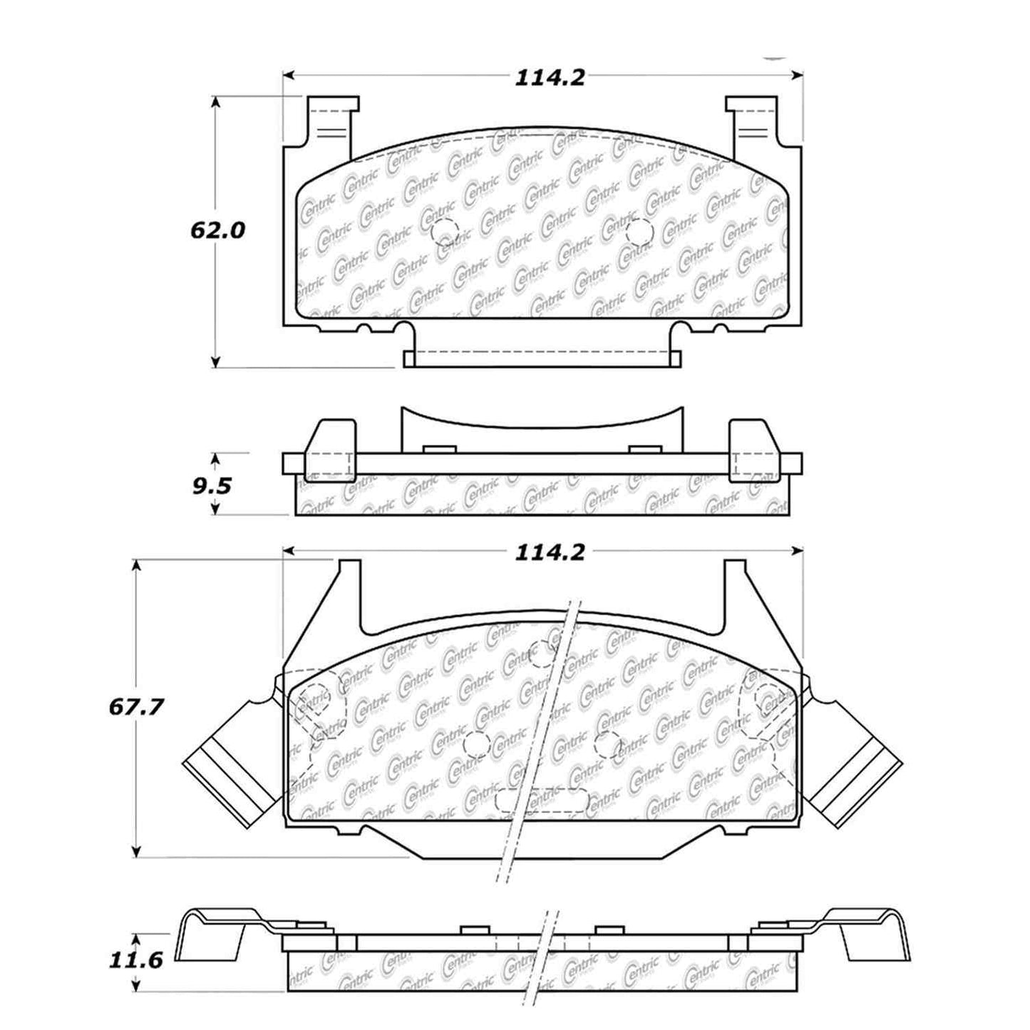 Centric Parts Disc Brake Pad Set Semi-Metallic with Shims for 1976-1979 Chevrolet Chevette 102.01390