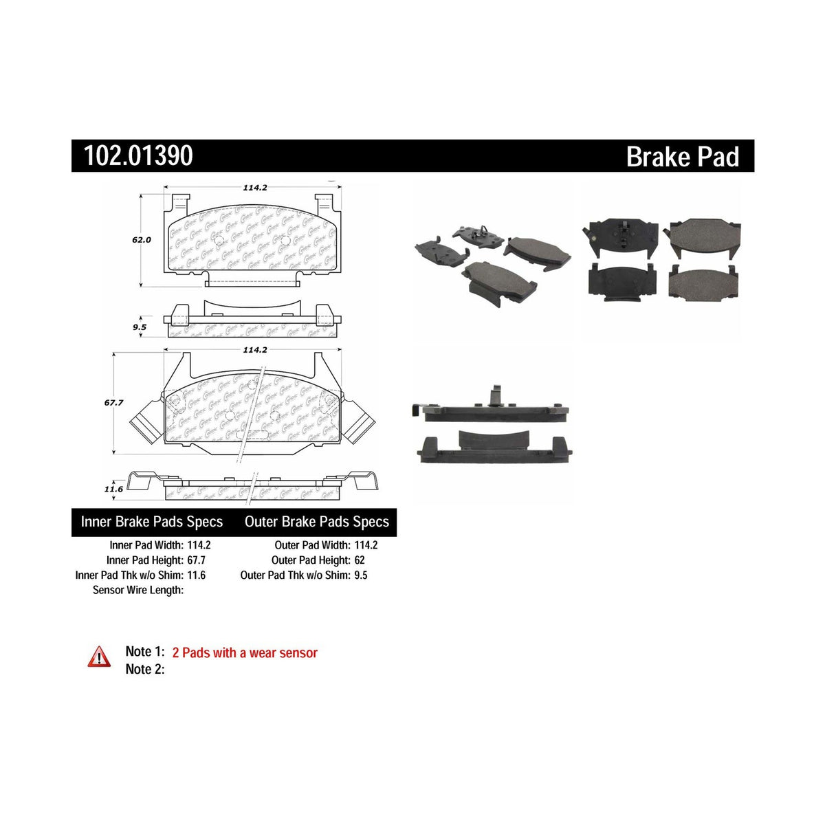 Centric Parts Disc Brake Pad Set Semi-Metallic with Shims for 1976-1979 Chevrolet Chevette 102.01390