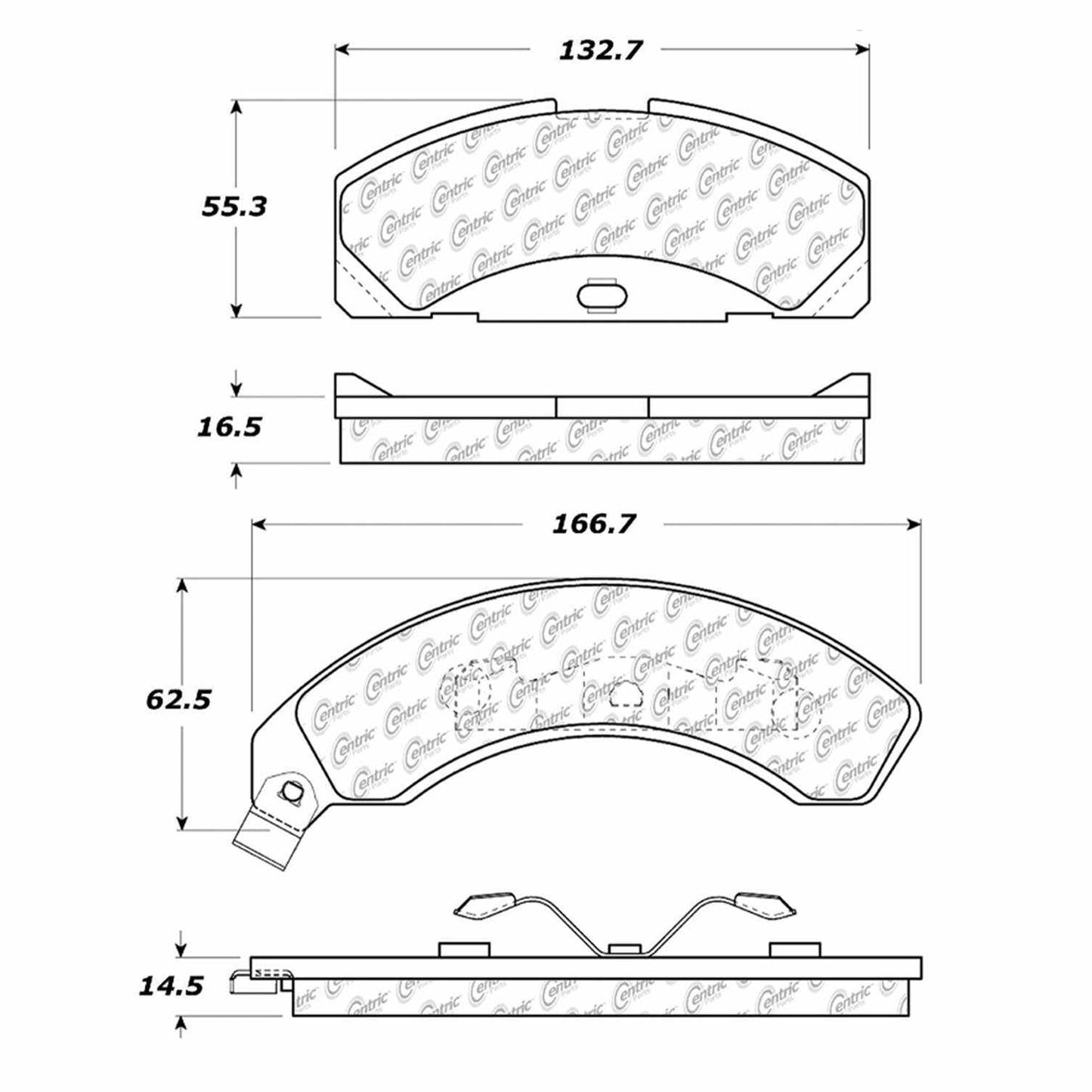 Centric Parts Disc Brake Pad Set Semi-Metallic with Shims for 1979-1981 Ford Mustang Mercury Capri 102.01510