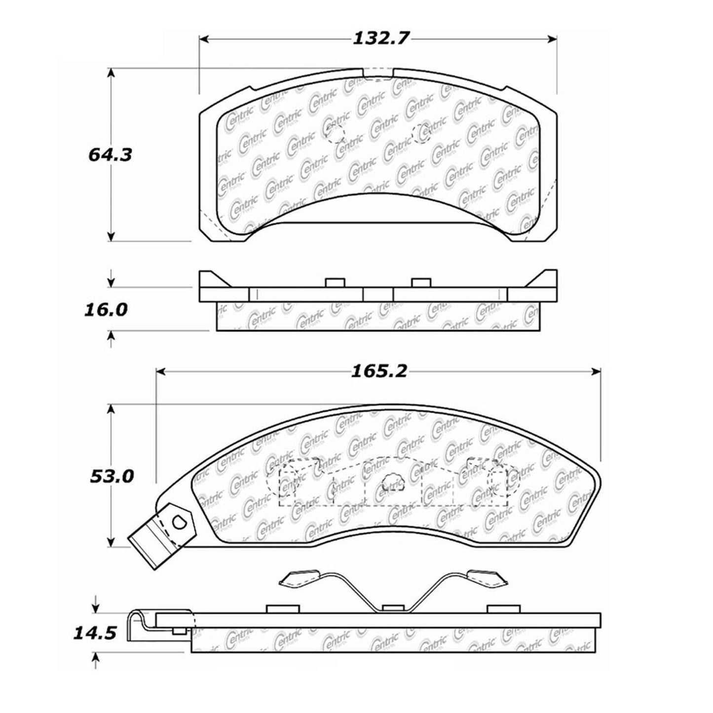 Centric Parts Disc Brake Pad Set C-Tek Semi-Metallic with Shims for 1982-1978 Ford Fairmont Granada Mustang Thunderbird Mercury Capri Cougar Zephyr 102.01520