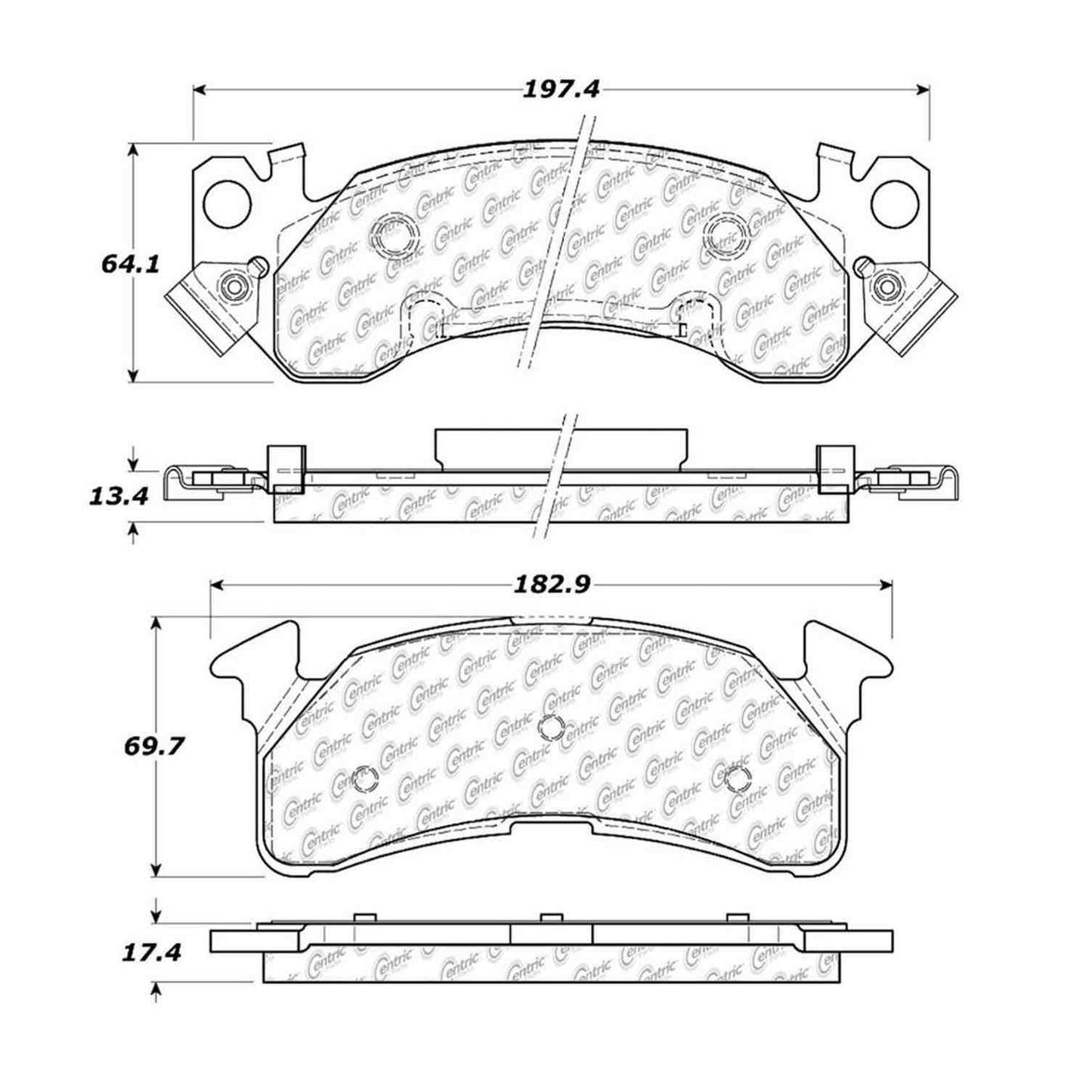 Centric Parts Disc Brake Pad Set Semi-Metallic with Shims for 1986-1995 Chevrolet C20 Suburban 102.01530
