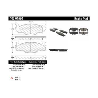 Centric Parts Disc Brake Pad Set Semi-Metallic with Shims for 1984 Volkswagen Jetta Rabbit 102.01580