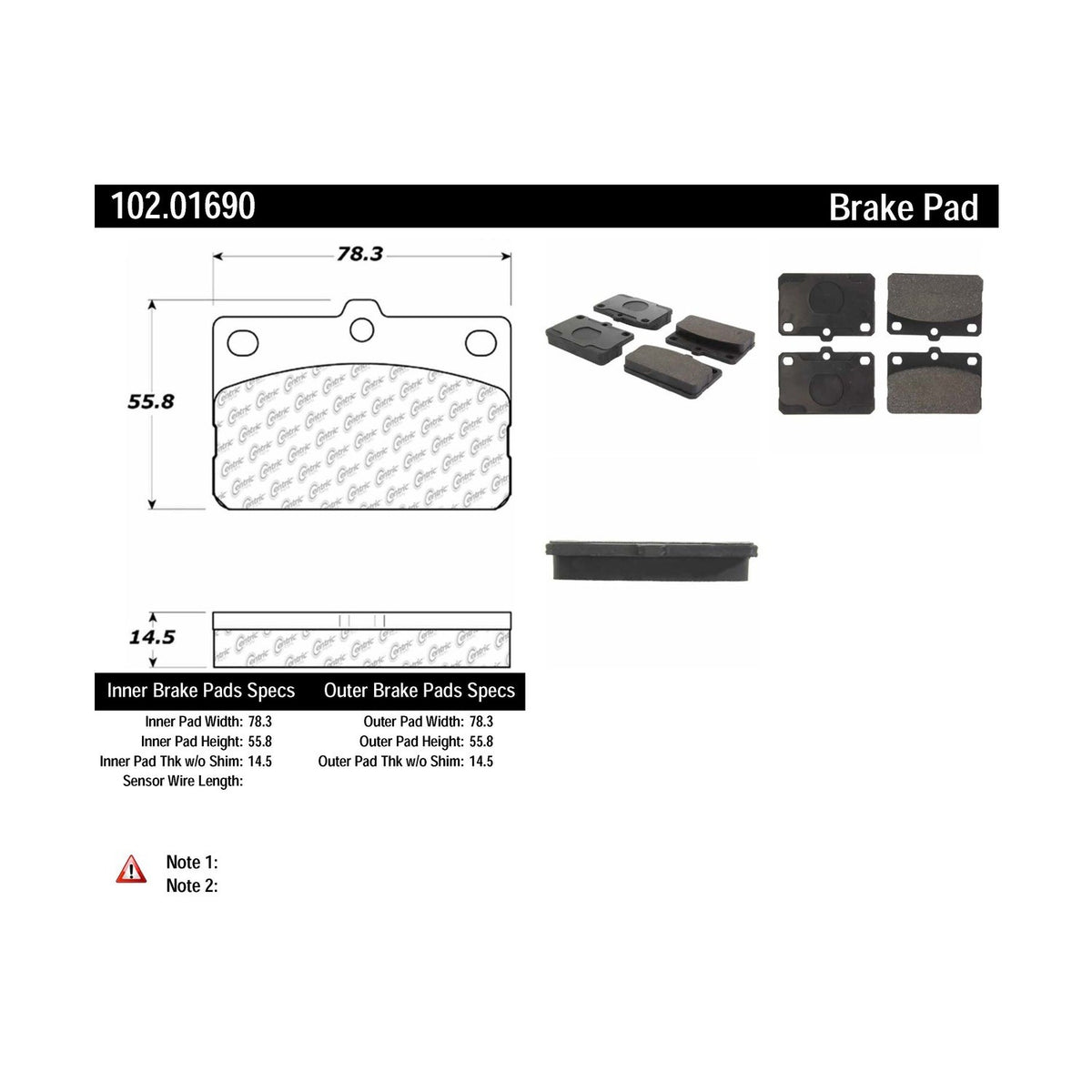 Centric Parts Disc Brake Pad Set Semi-Metallic with Shims for 1975-1979 Toyota Corolla 102.01690