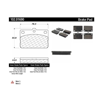 Centric Parts Disc Brake Pad Set Semi-Metallic with Shims for 1975-1979 Toyota Corolla 102.01690