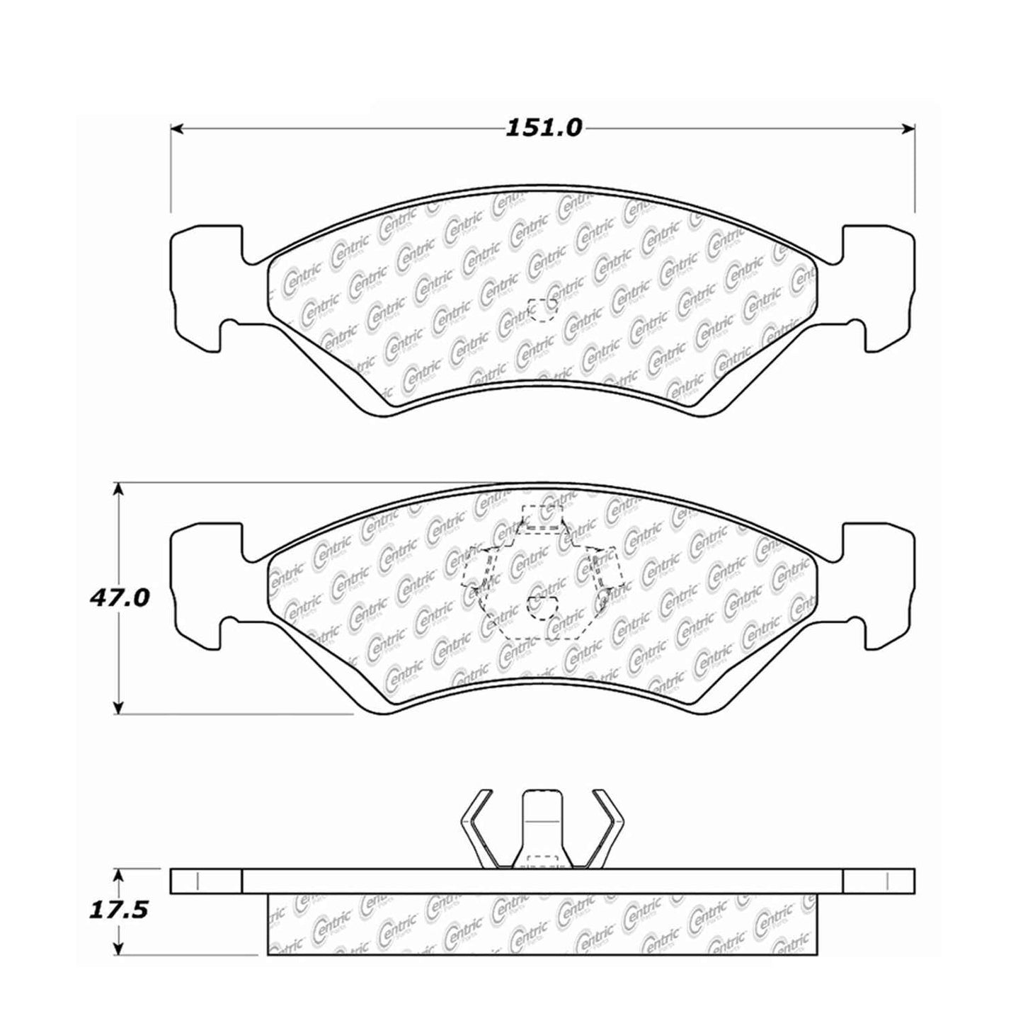 Centric Parts Disc Brake Pad Set Semi-Metallic with Shims for 1982-1989 Chrysler LeBaron Town & Country Dodge 400 Aries Shadow Plymouth Reliant Sundance 102.01700