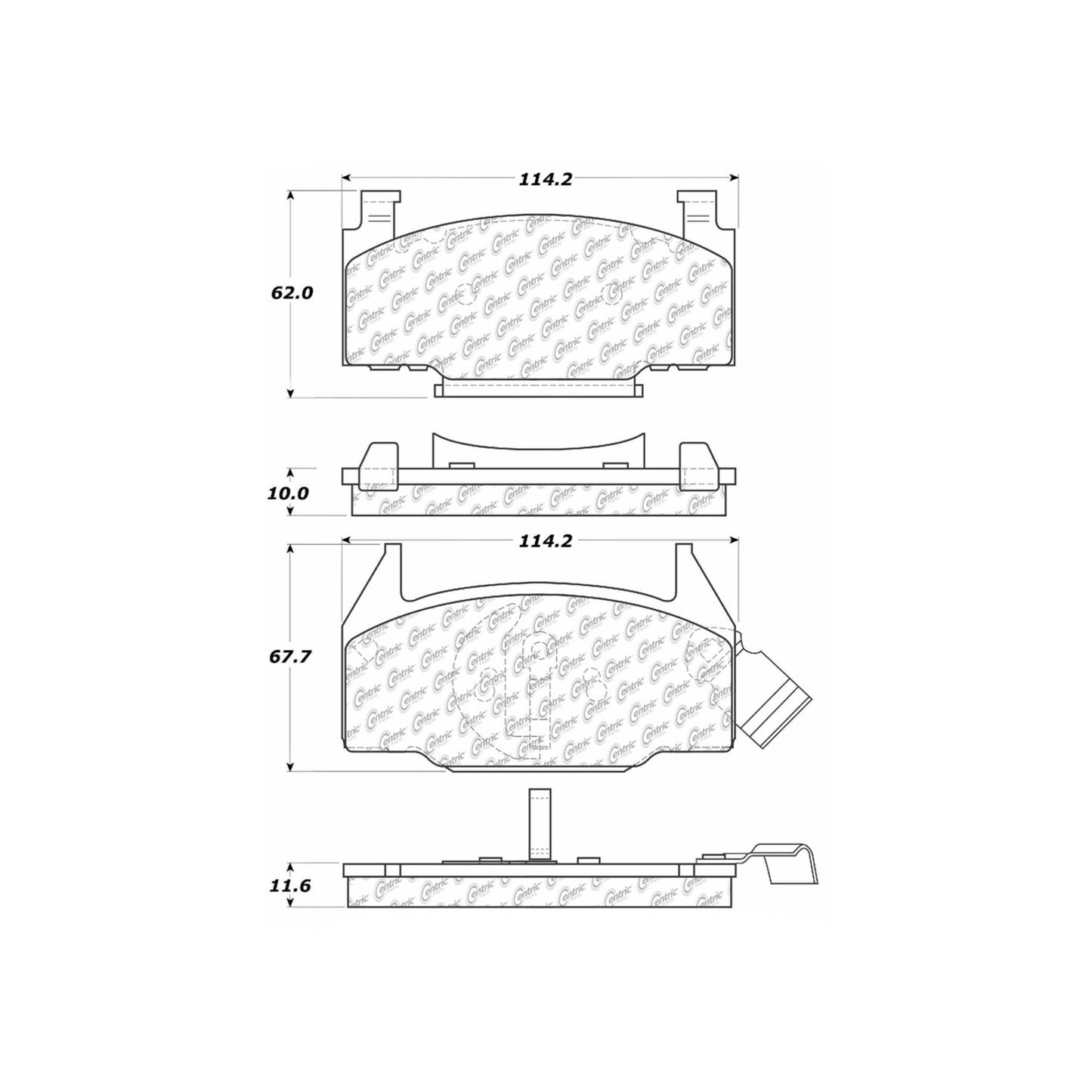 Centric Parts Disc Brake Pad Set Semi-Metallic with Shims for 1980-1982 Chevrolet Chevette Pontiac T1000 102.01910