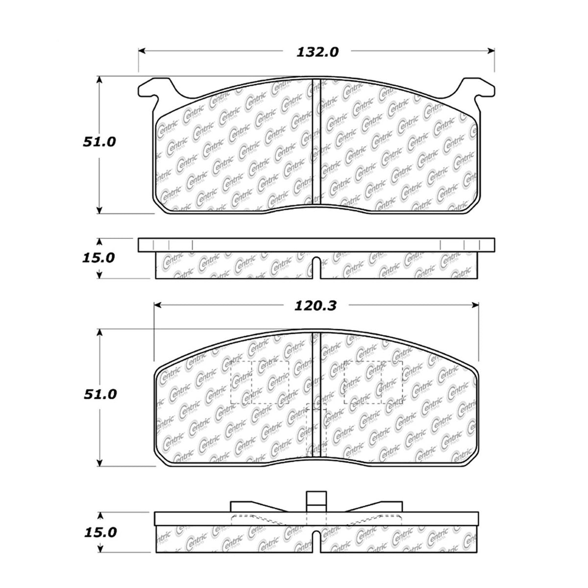 Centric Parts Disc Brake Pad Set Semi-Metallic with Shims for 1979-1983 Toyota Pickup 102.01970