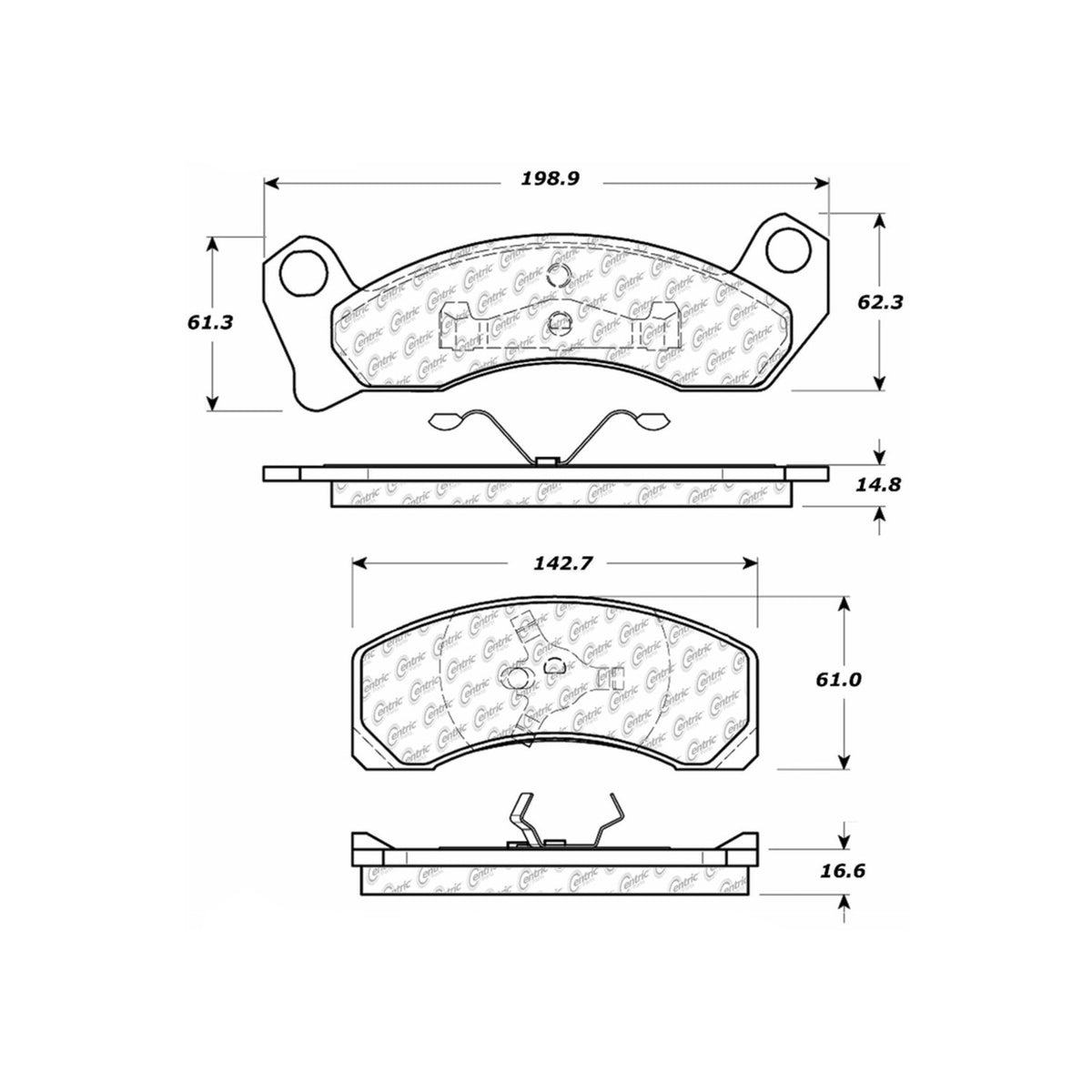 Centric Parts Disc Brake Pad Set Semi-Metallic with Shims for 1981-1994 Ford Models 102.02000