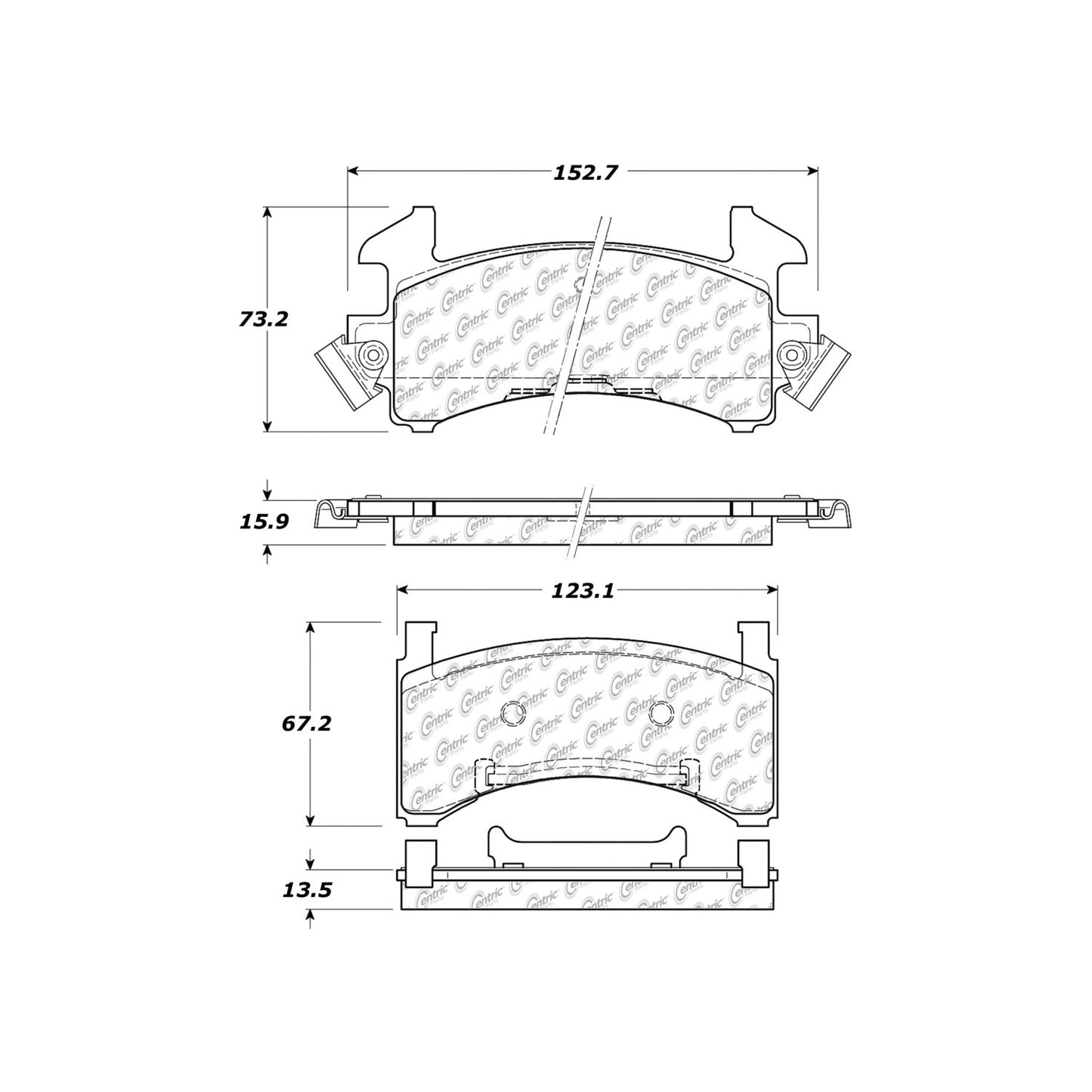 Centric Parts Disc Brake Pad Set Semi-Metallic with Shims for 1979-1988 Buick Chevrolet Cadillac Oldsmobile Pontiac 102.02020