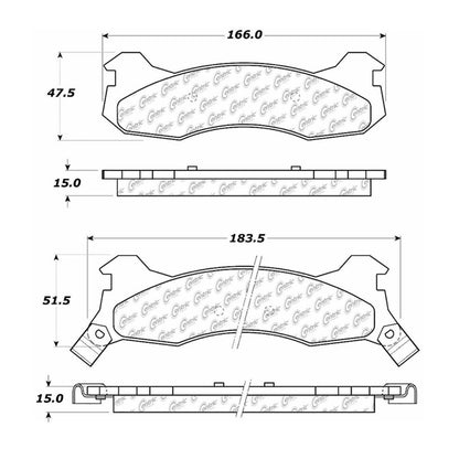 Centric Parts Disc Brake Pad Set Semi-Metallic with Shims for 1985-1986 Ford Mustang 1982-1987 Lincoln Continental 1984-1990 Mark VII 102.02040
