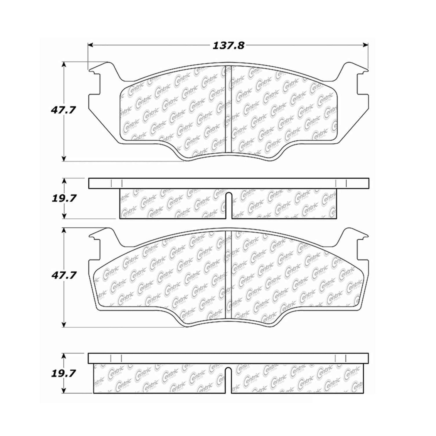 Centric Parts Disc Brake Pad Set Semi-Metallic with Shims for 1980-1984 Volkswagen Jetta, Quantum, Rabbit, Scirocco 102.02060