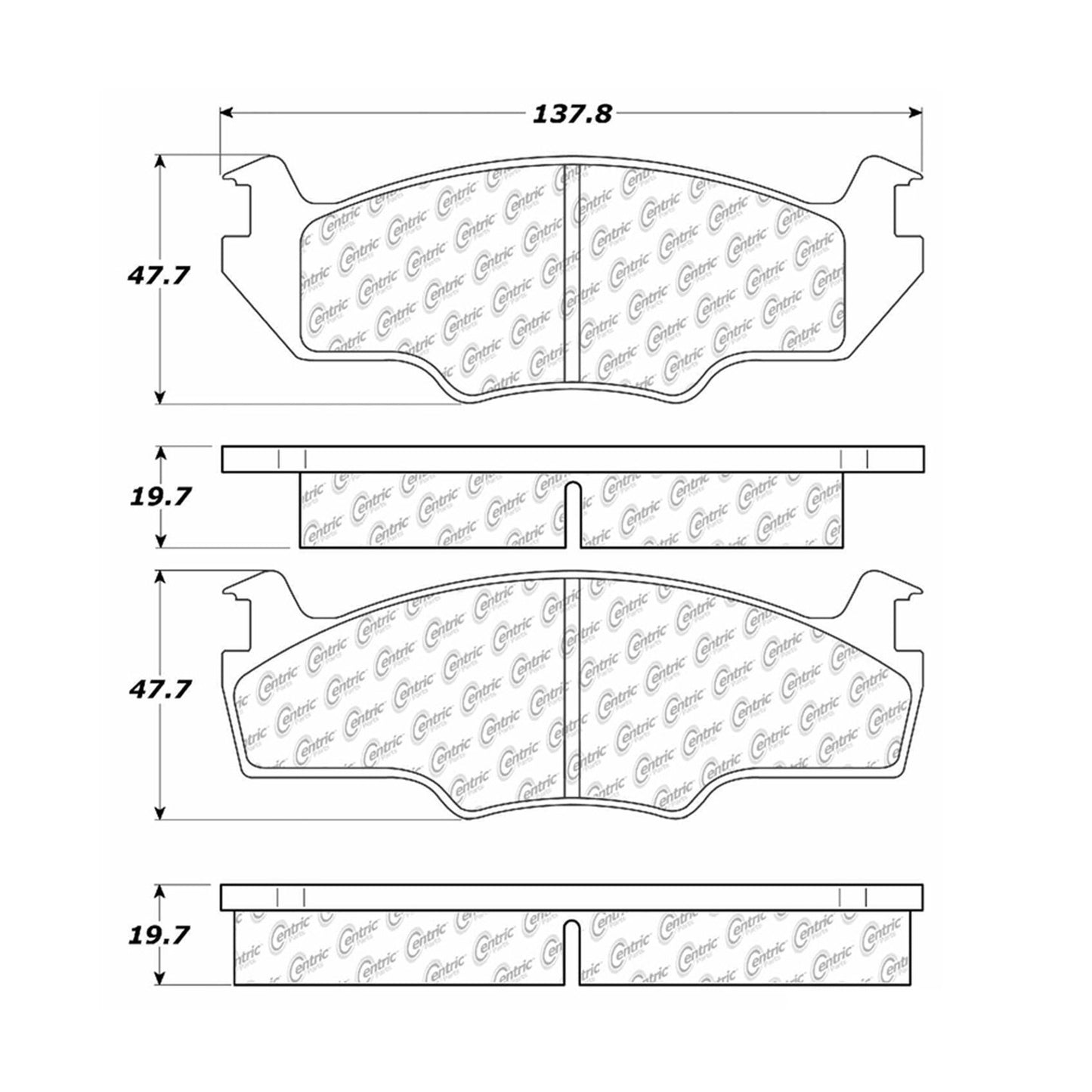 Centric Parts Disc Brake Pad Set Semi-Metallic with Shims for 1980-1984 Volkswagen Jetta, Quantum, Rabbit, Scirocco 102.02060