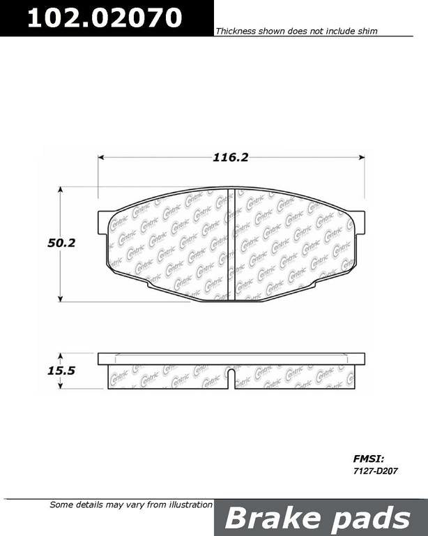Centric Parts Disc Brake Pad Set 102.02070