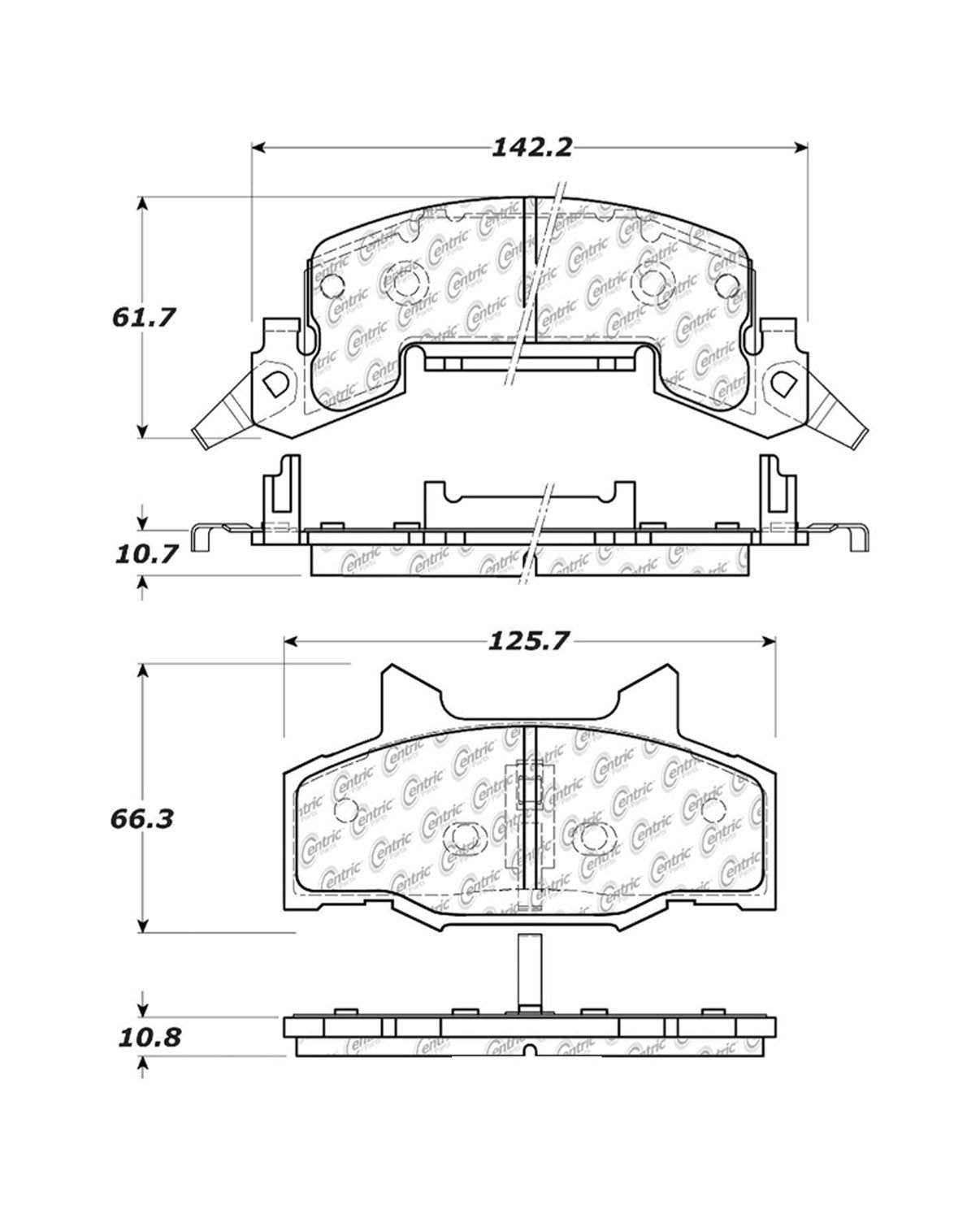 Centric Parts Disc Brake Pad Set Semi-Metallic with Shims for 1983-1987 Chevrolet Chevette Pontiac T1000 102.02140