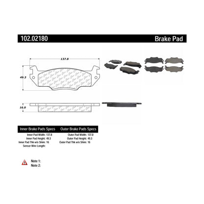 Centric Parts Disc Brake Pad Set Semi-Metallic with Shims for 1983-1987 Renault Alliance 1984-1986 Encore 102.02180
