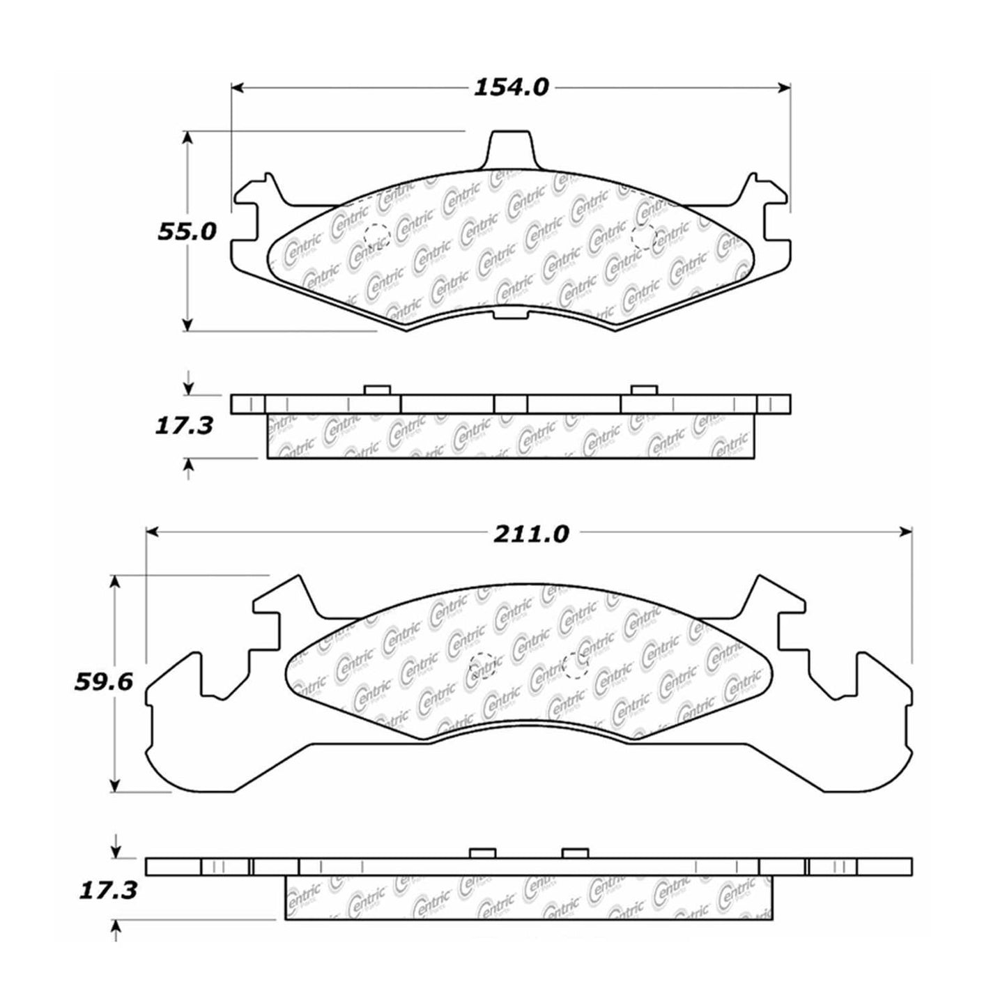 Centric Parts Disc Brake Pad Set Semi-Metallic with Shims for 1983-1990 Dodge Charger, Omni, Rampage 102.02210