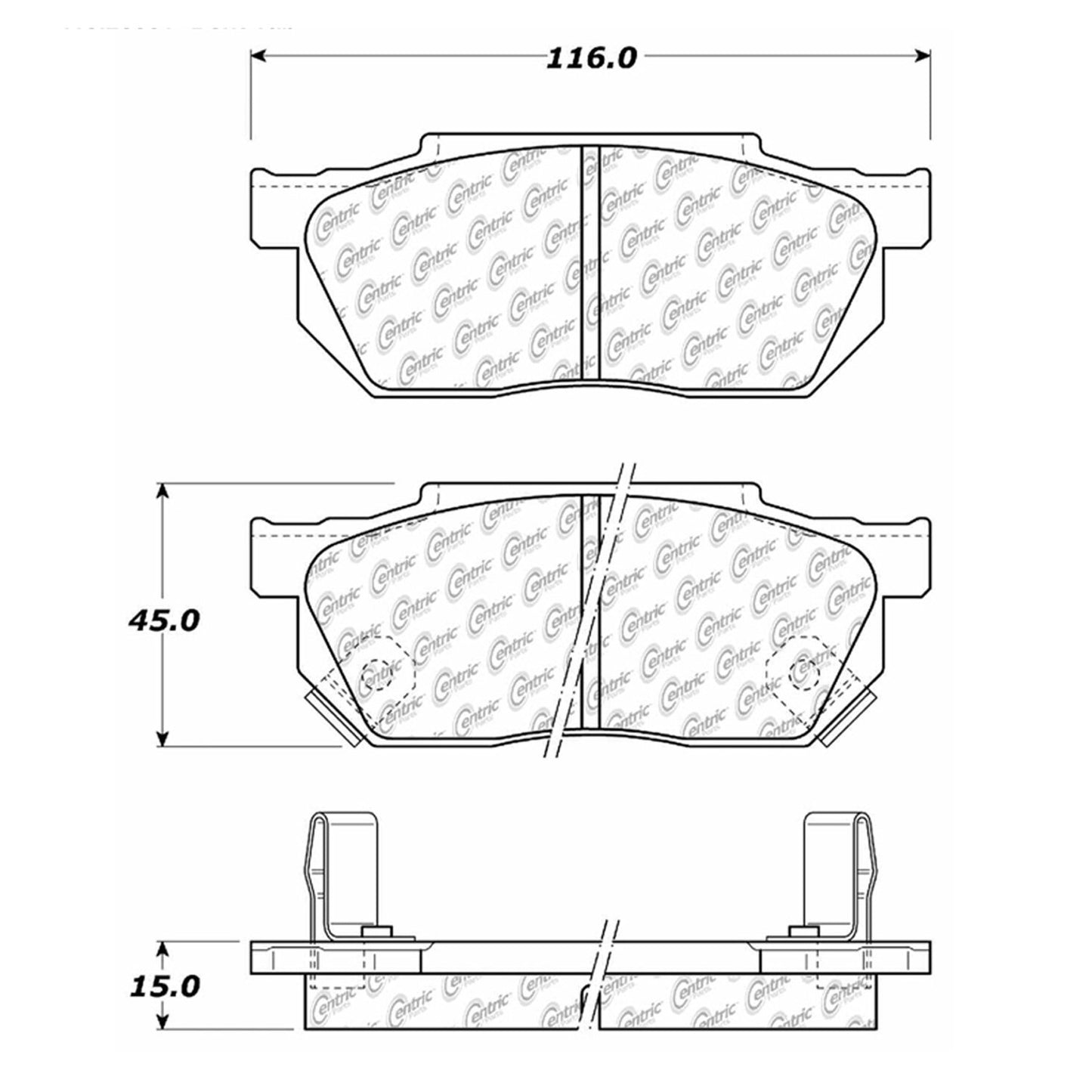Centric Parts Disc Brake Pad Set Semi-Metallic with Shims for Honda Civic 1984-1987 102.02560