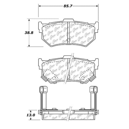 Centric Parts Disc Brake Pad Set Semi-Metallic with Shims for 1984-1987 Honda Prelude 1994-1989 Suzuki Swift 102.02770