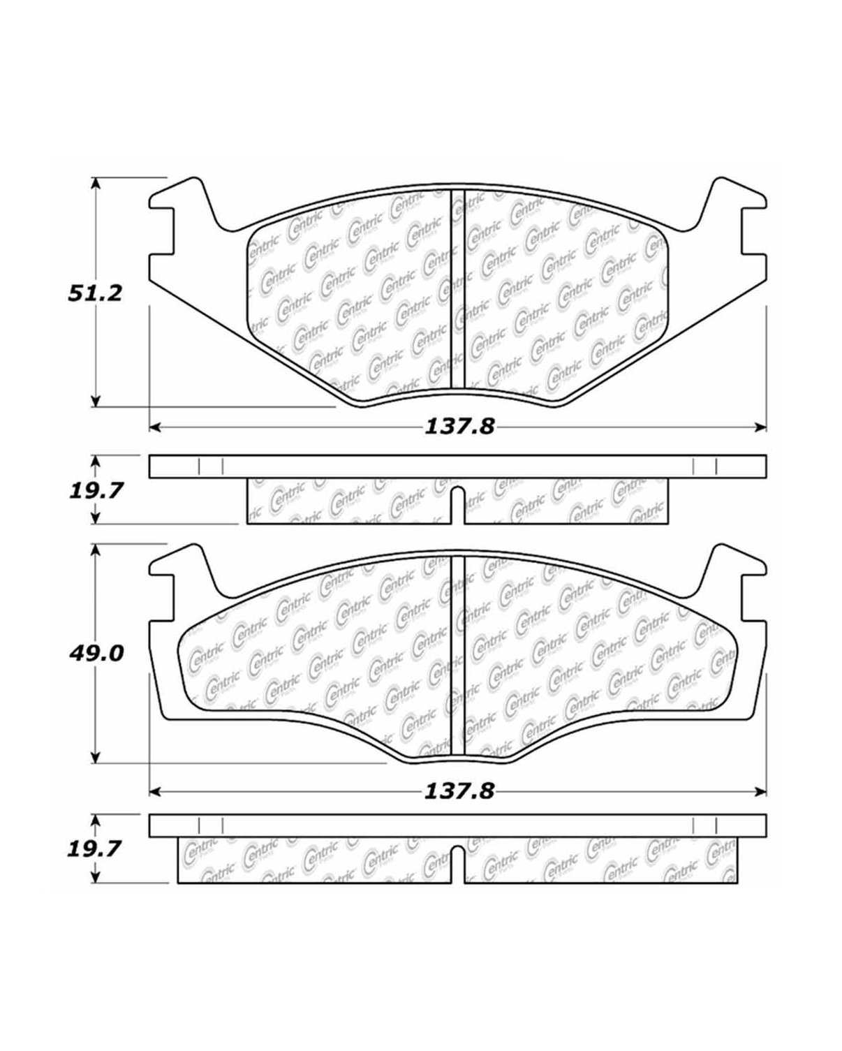 Centric Parts Disc Brake Pad Set Semi-Metallic with Shims for 1984-1997 Volkswagen Models 102.02800