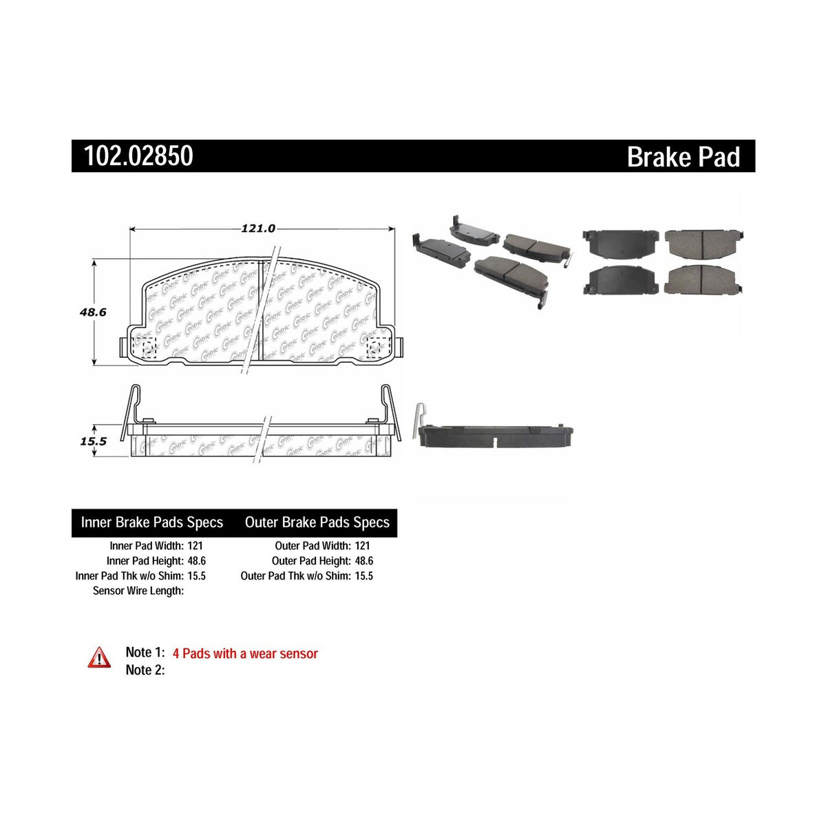 Centric Parts Disc Brake Pad Set Semi-Metallic with Shims for 1984-1987 Isuzu Pickup Trooper 102.02850