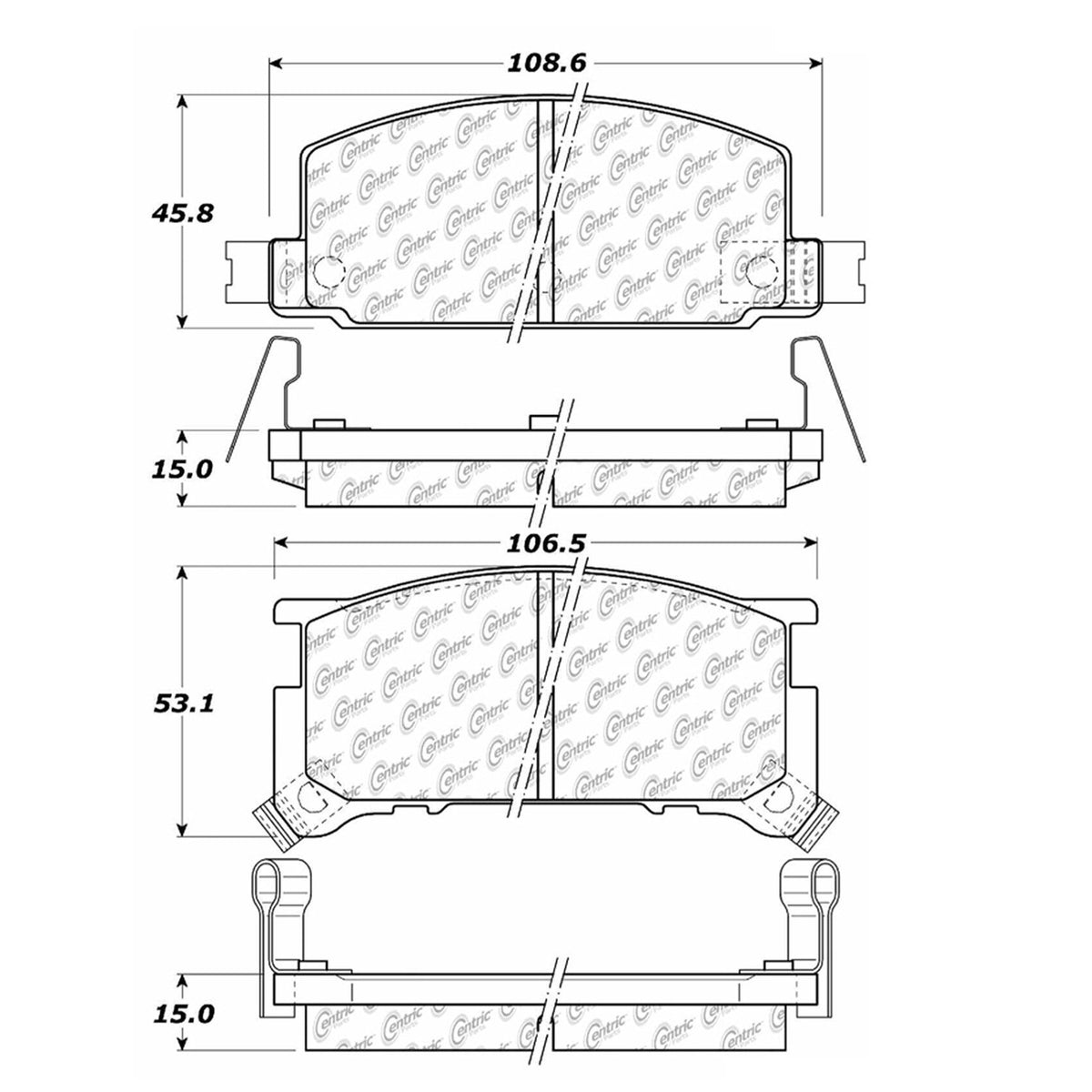 Centric Parts Disc Brake Pad Set Semi-Metallic with Shims for 1982-1987 Subaru Brat 102.02910
