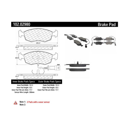 Centric Parts Disc Brake Pad Set Semi-Metallic with Shims for 1985-1990 Merkur Scorpio XR4Ti 102.02980