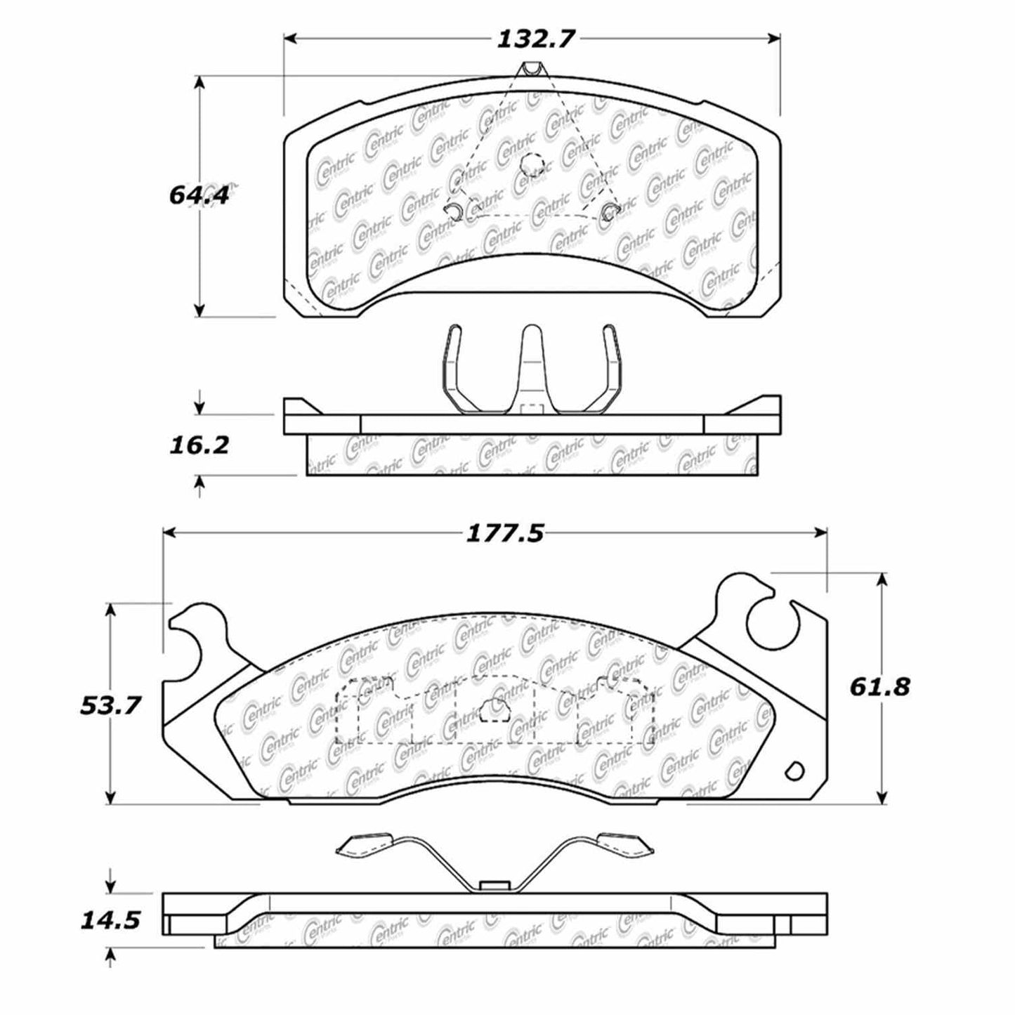 Centric Parts Disc Brake Pad Set Semi-Metallic with Shims for 1982-1993 Ford Fairmont Mustang Thunderbird Mercury Capri Cougar Marquis Zephyr 102.03100