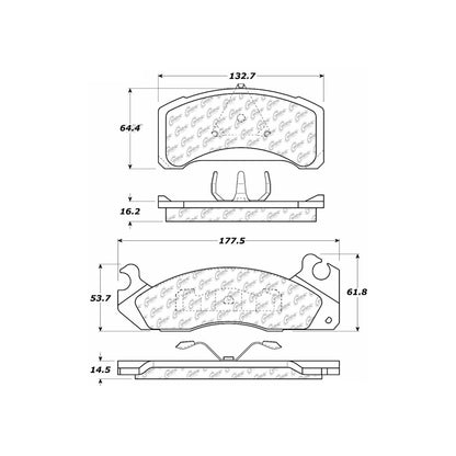 Centric Parts Disc Brake Pad Set Semi-Metallic with Shims for 1982-1993 Ford Fairmont Mustang Thunderbird Mercury Capri Cougar Marquis Zephyr 102.03100