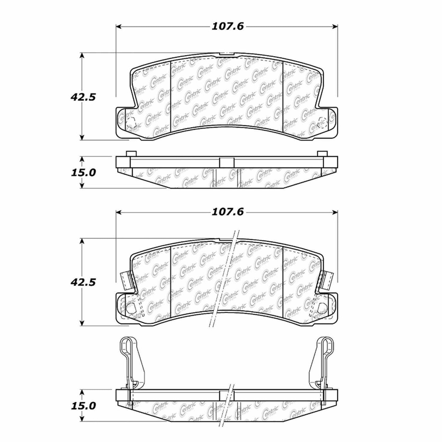 Centric Parts Disc Brake Pad Set Semi-Metallic with Shims for 1990-1999 Lexus ES250/ES300 RX300 Toyota Camry Celica Solara 102.03250