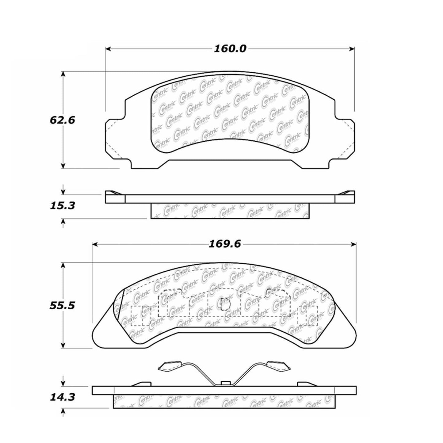 Centric Parts Disc Brake Pad Set with Semi-Metallic compounds 102.03260