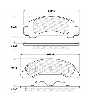 Centric Parts Disc Brake Pad Set with Semi-Metallic compounds 102.03260