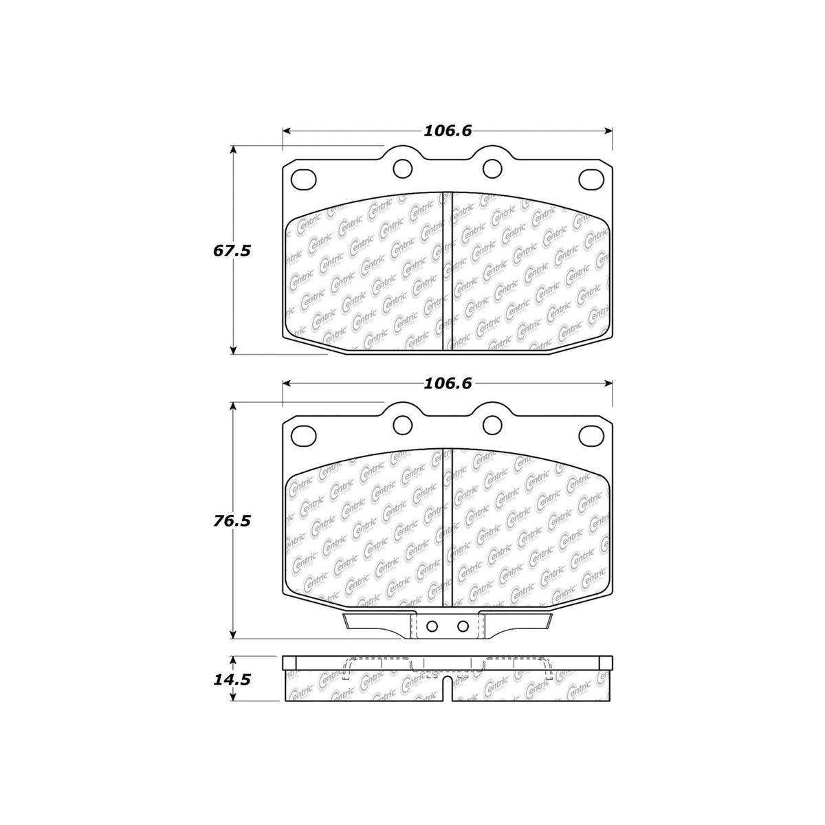 Centric Parts Disc Brake Pad Set with Semi-Metallic compounds 102.03310