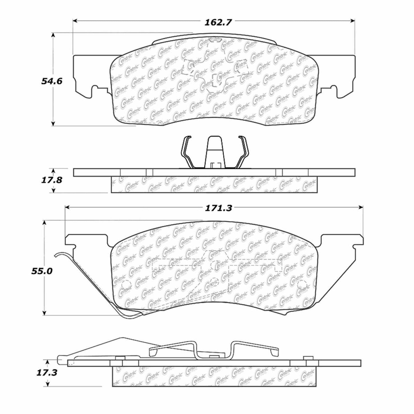 Centric Parts Disc Brake Pad Set with Semi-Metallic compounds