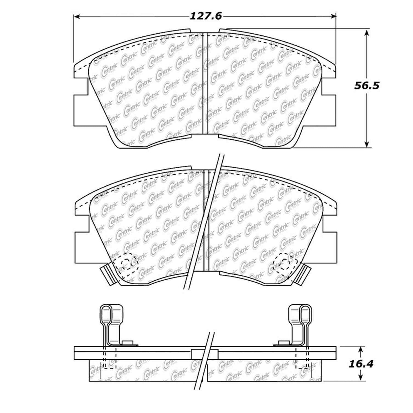 Centric Parts Disc Brake Pad Set with Semi-Metallic compounds 102.03490