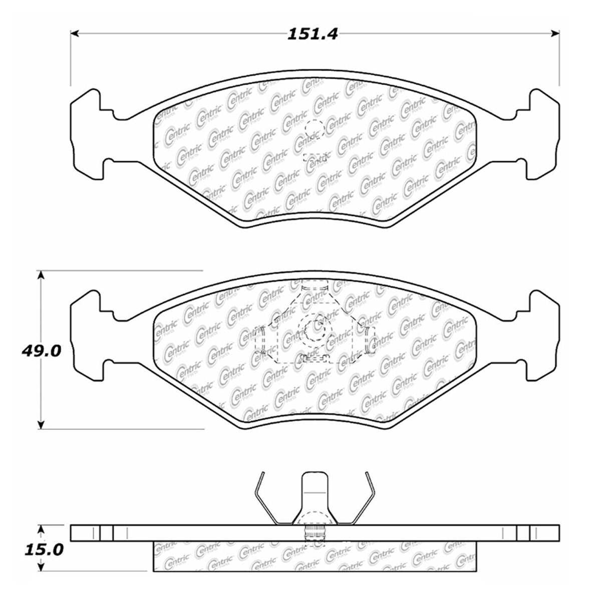 Centric Parts Disc Brake Pad Set Shimmed Semi-Metallic 102.03501