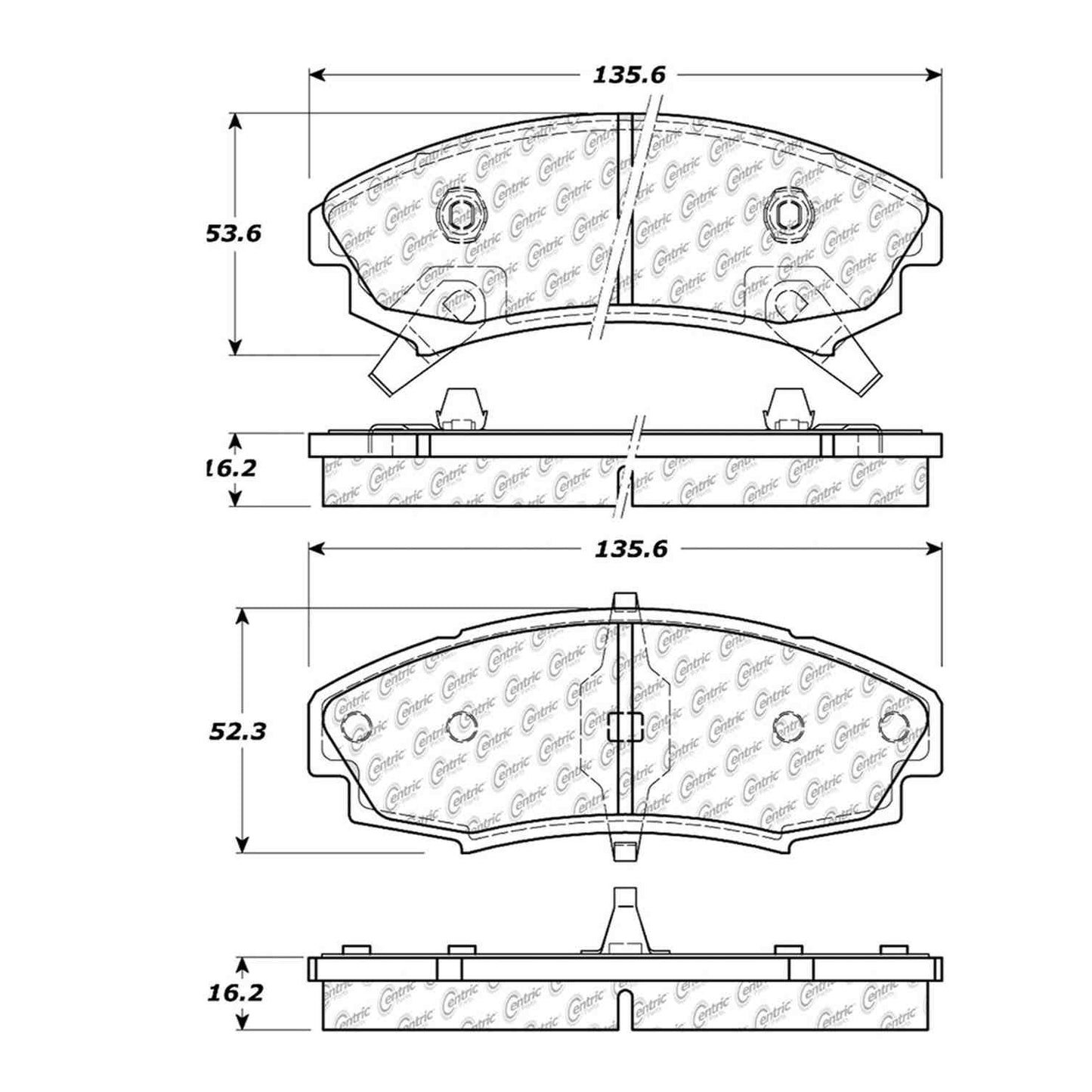 Centric Parts Disc Brake Pad Set Semi-Metallic with Noise-Reducing Shims 102.03530