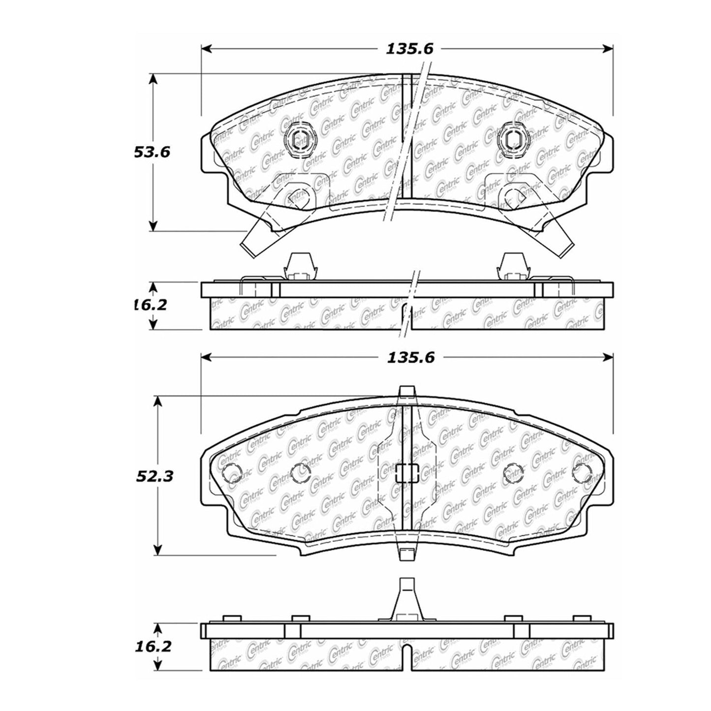 Centric Parts Disc Brake Pad Set Semi-Metallic with Noise-Reducing Shims 102.03530