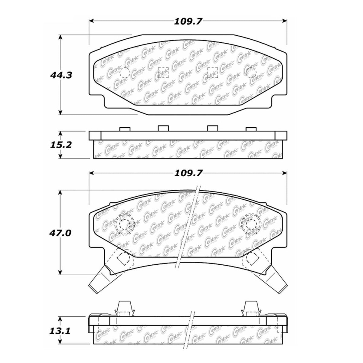 Centric Parts Disc Brake Pad Set Semi-Metallic with Noise-Reducing Shims 102.03540