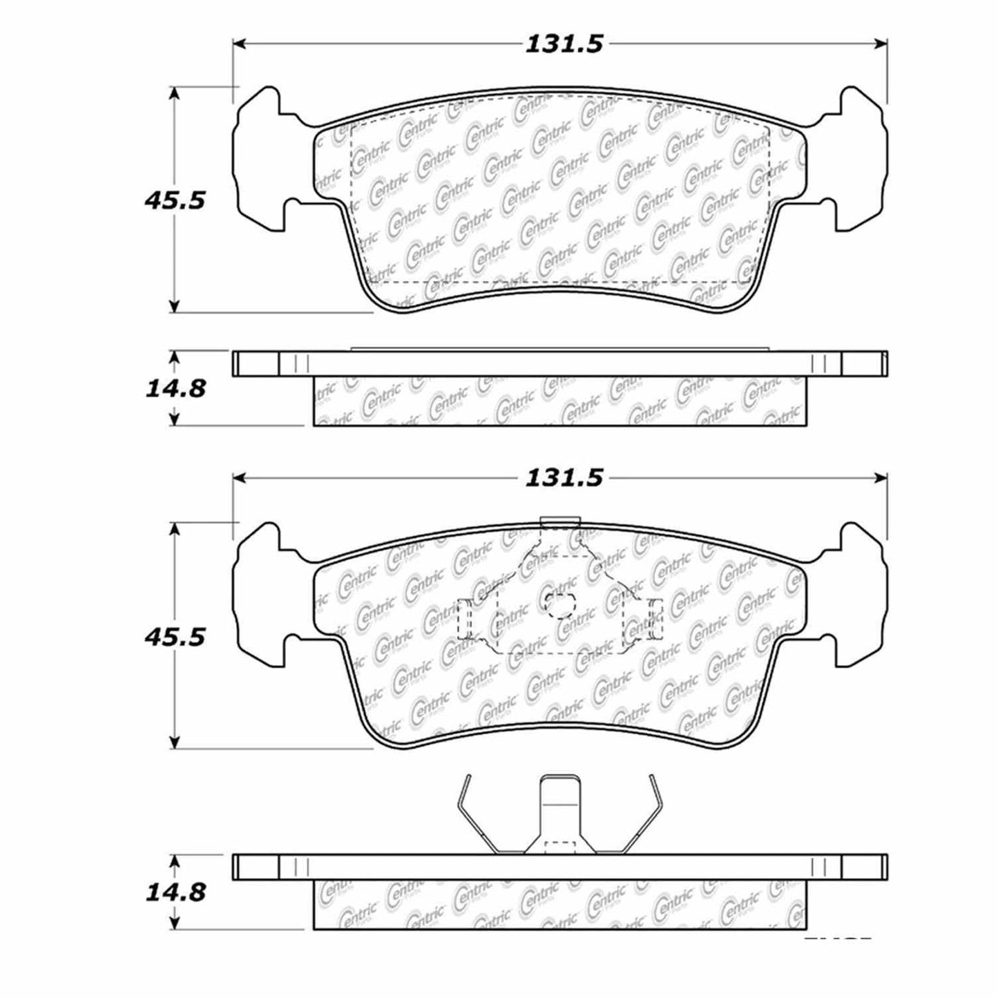 Centric Parts Disc Brake Pad Set Semi-Metallic with Noise-Reducing Shims 102.03590