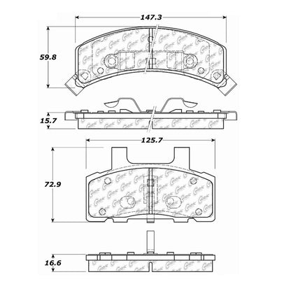 Centric Parts Disc Brake Pad Set Semi-Metallic with Noise Reduction 102.03680