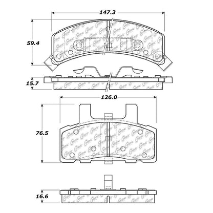 Centric Parts Disc Brake Pad Set Semi-Metallic with Noise Reduction 102.03690