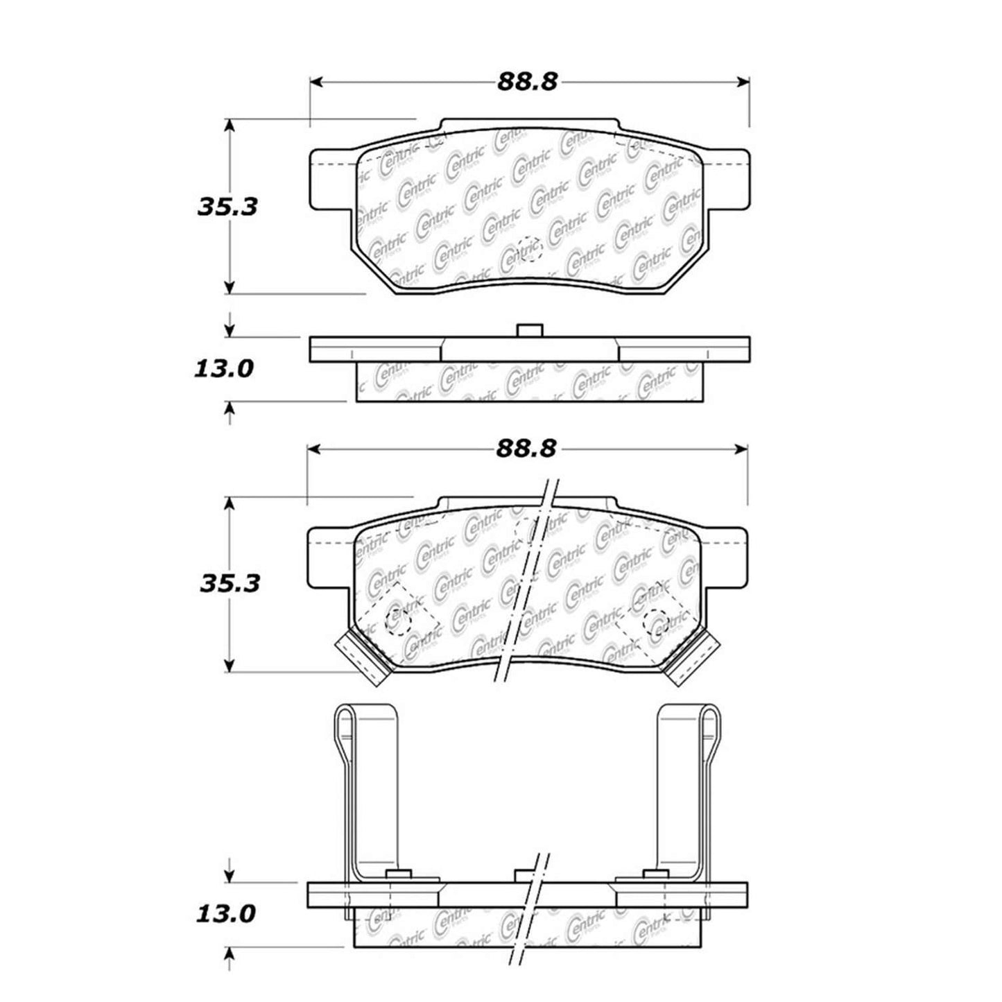 Centric Parts Disc Brake Pad Set with Semi-Metallic compounds 102.03740