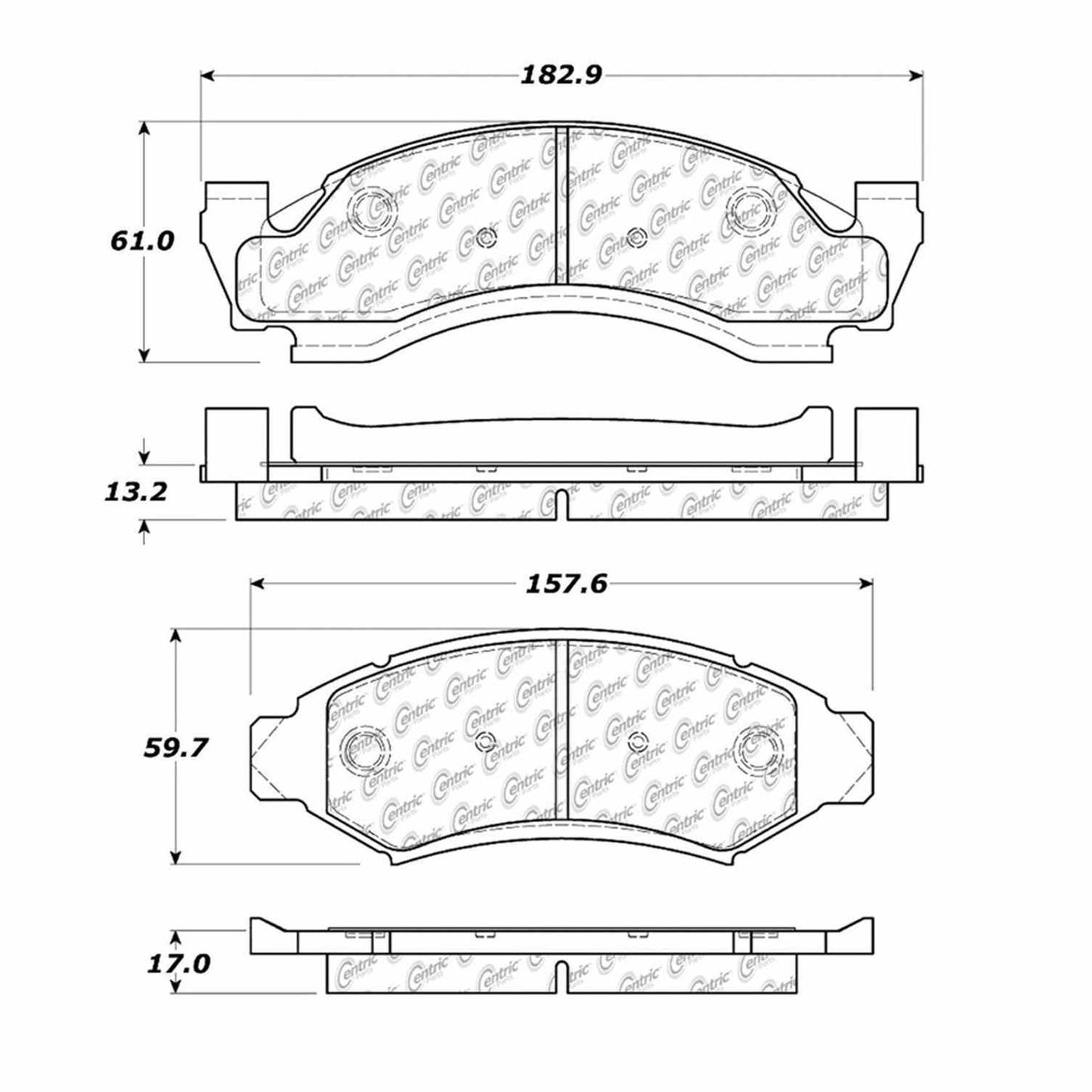Centric Parts Disc Brake Pad Set with Semi-Metallic compounds 102.03750
