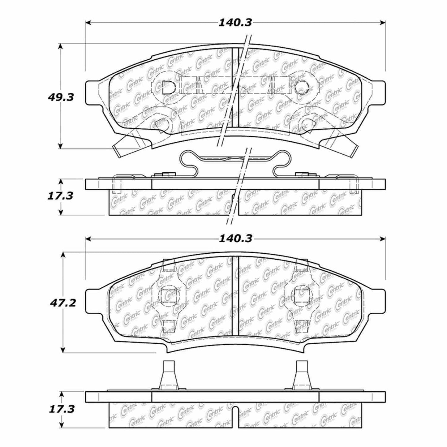 Centric Parts Disc Brake Pad Set with Semi-Metallic compounds 102.03760
