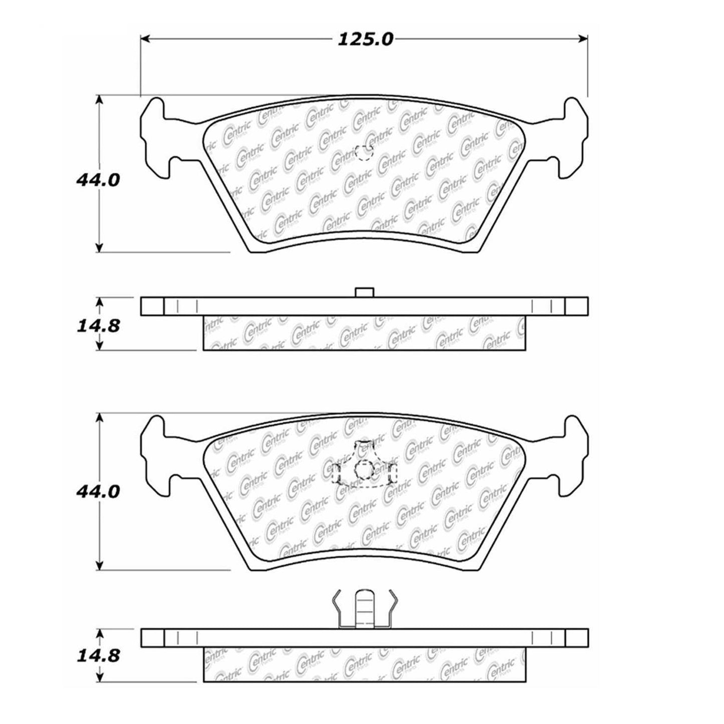 Centric Parts Disc Brake Pad Set Semi-Metallic with Noise-Reducing Shims 102.03810