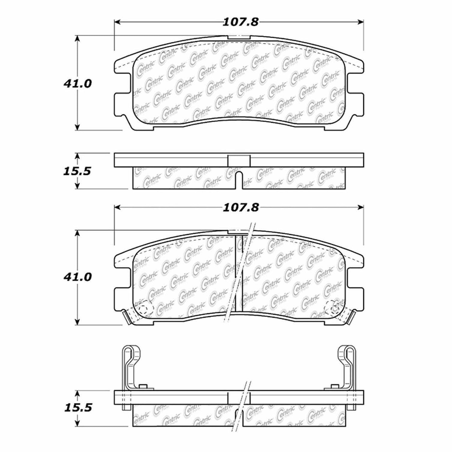 Centric Parts Disc Brake Pad Set with Semi-Metallic compounds 102.03830